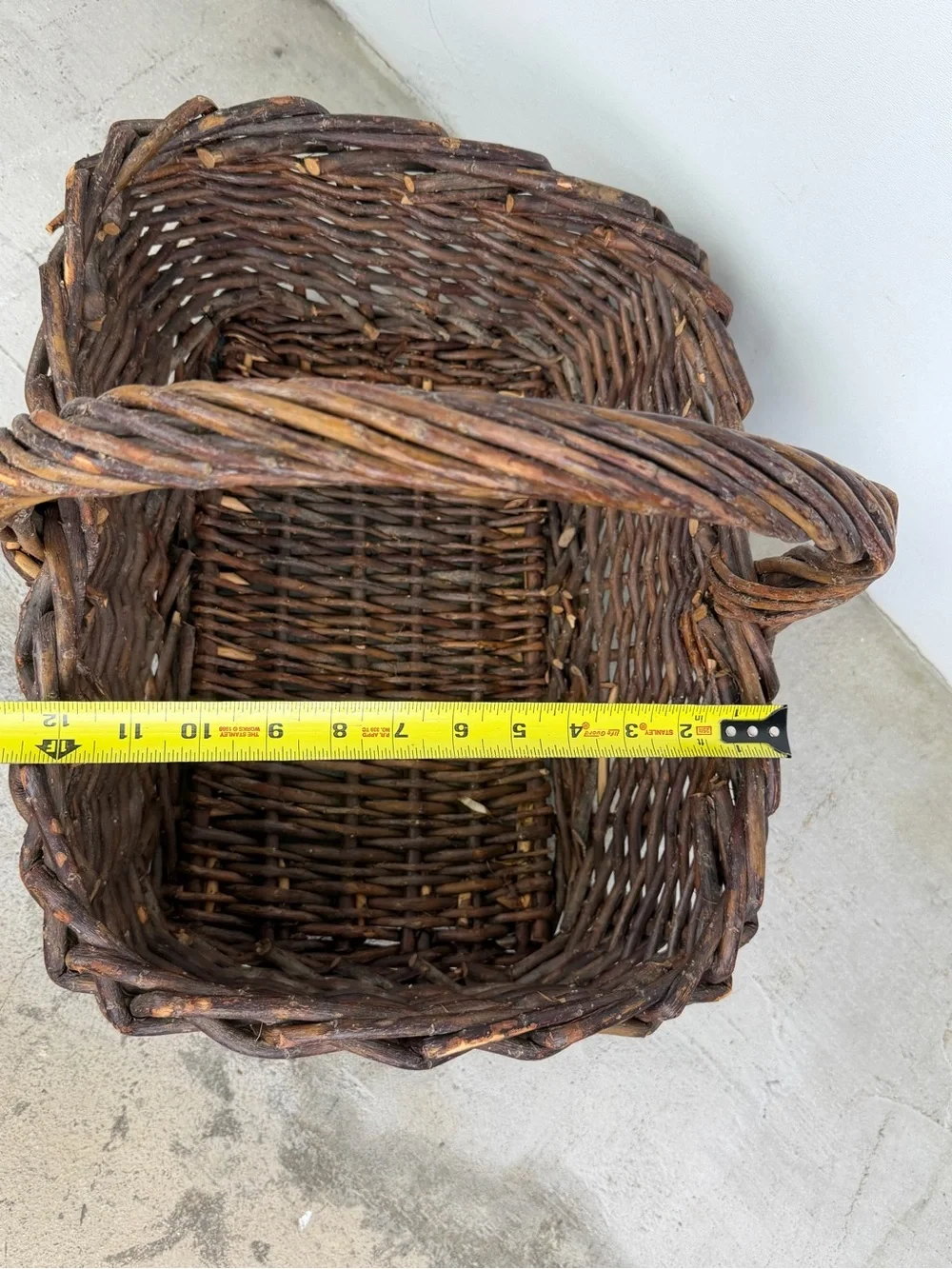 Rustic Grapevine Basket 1980-1990 Handwoven Twig Gathering Basket Farmhouse